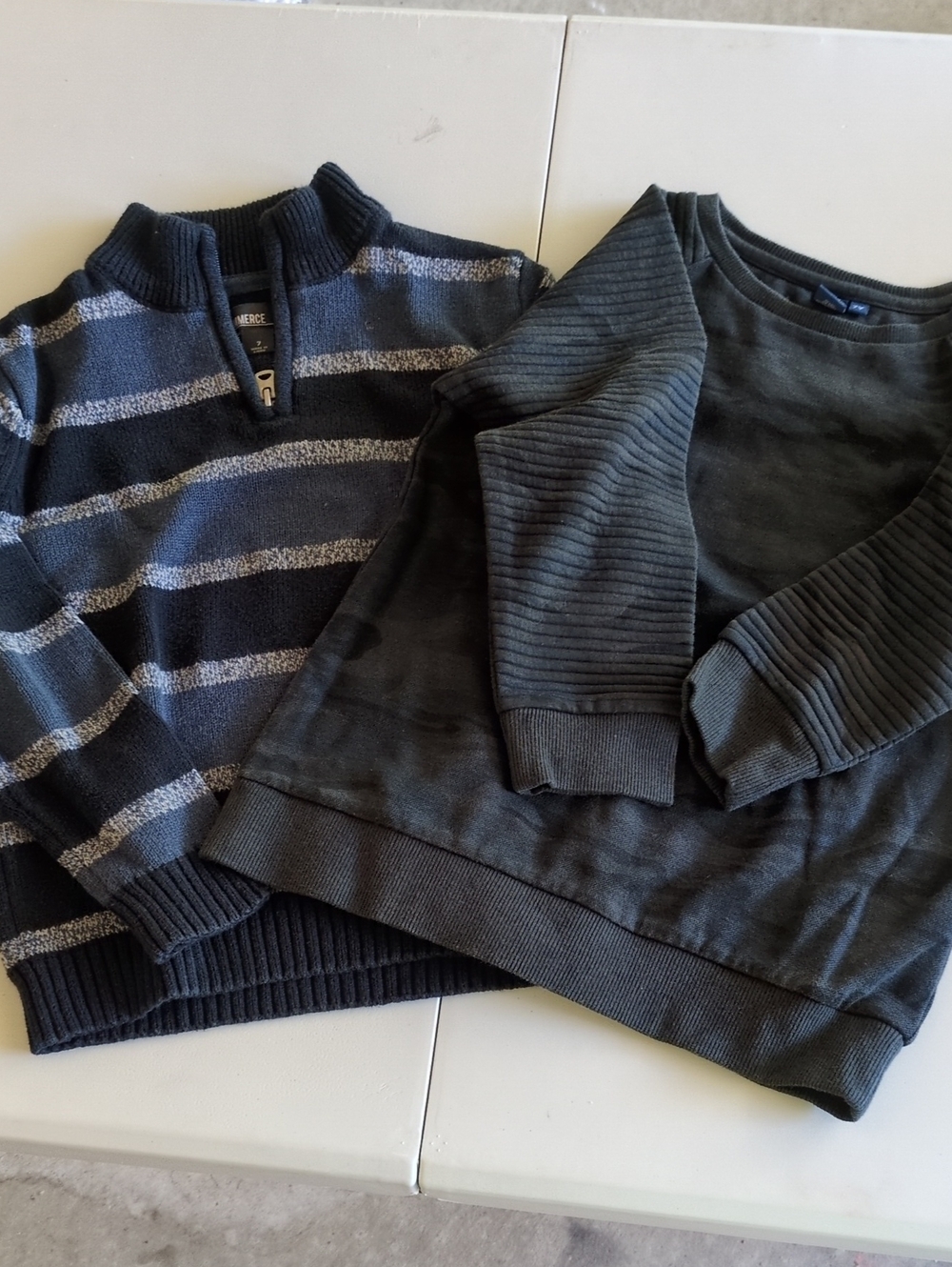 Men's Striped Half-Zip Sweater - Blue/Gray